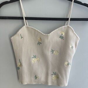 H&M Cream Camisole with Yellow Floral Embroidery